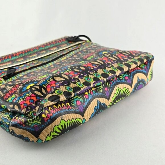Sakroots Crossbody Medium Bag Coated Canvas Boho Art-To-Wear Multi Color Neon - Picture 12 of 16